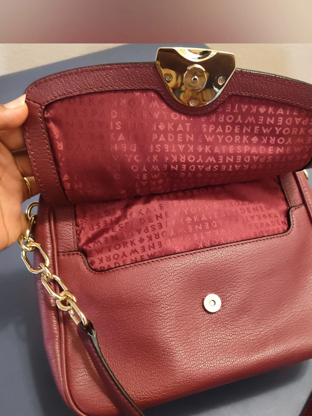 Kate Spade Robinson Lane Burgundy Cherrywood Crossbody Leather Bag Fall Holiday